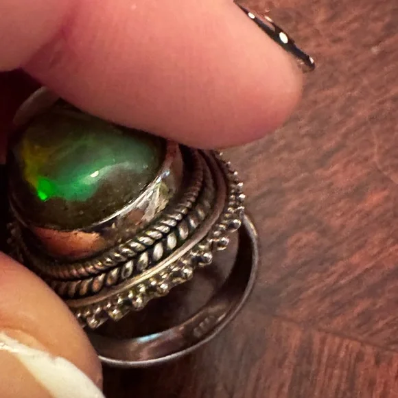 Sterling Silver and Natural Opal Statement Ring - Picture 10 of 11